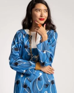 Kitt Caftan Aquarius Print Blue Multi 11 Kitt Caftan Aquarius Print Blue Multi -Clothing Store GROOVY BLUE 05