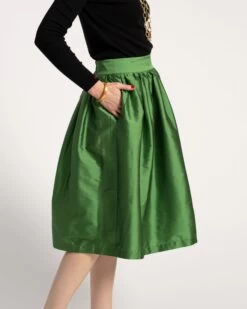 Barbara Gathered Midi Skirt Emerald -Clothing Store Holiday Studio0854 1