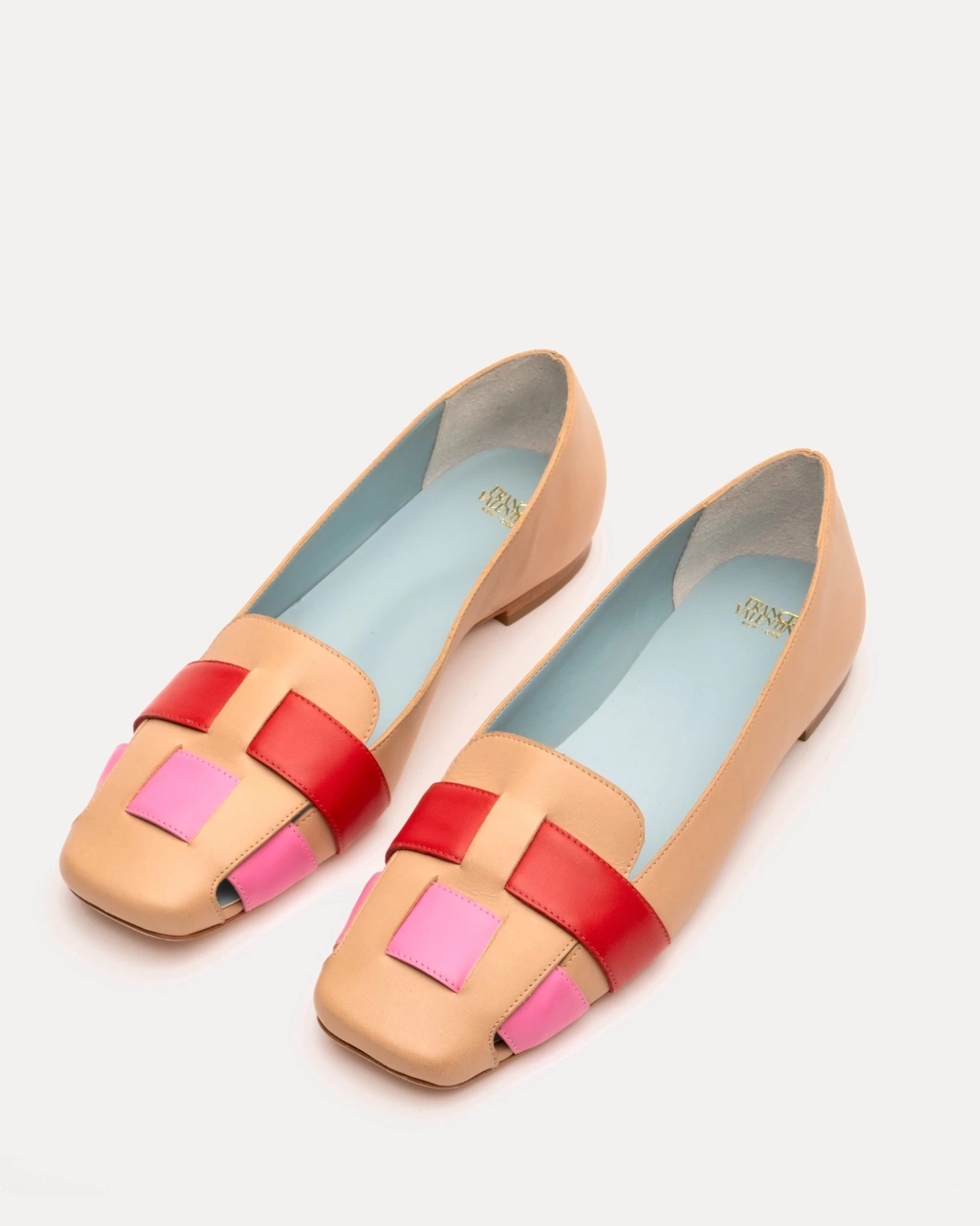 Josie Flat Basketweave Tan Pink Red 5 Josie Flat Basketweave Tan Pink Red - Image 3