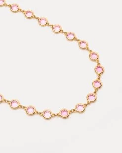 Crystal Slip-On Necklace Pink Gold -Clothing Store KJL NECKLACE pink 2