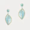 Crochet Leaf Earring Turquoise -Clothing Store LEAF EARRINGS BLUE