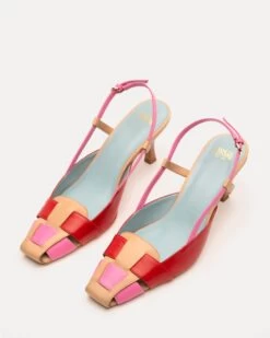 Liza Pump Basketweave Tan Pink Red 8 Liza Pump Basketweave Tan Pink Red -Clothing Store LIZASC CAMEL 01