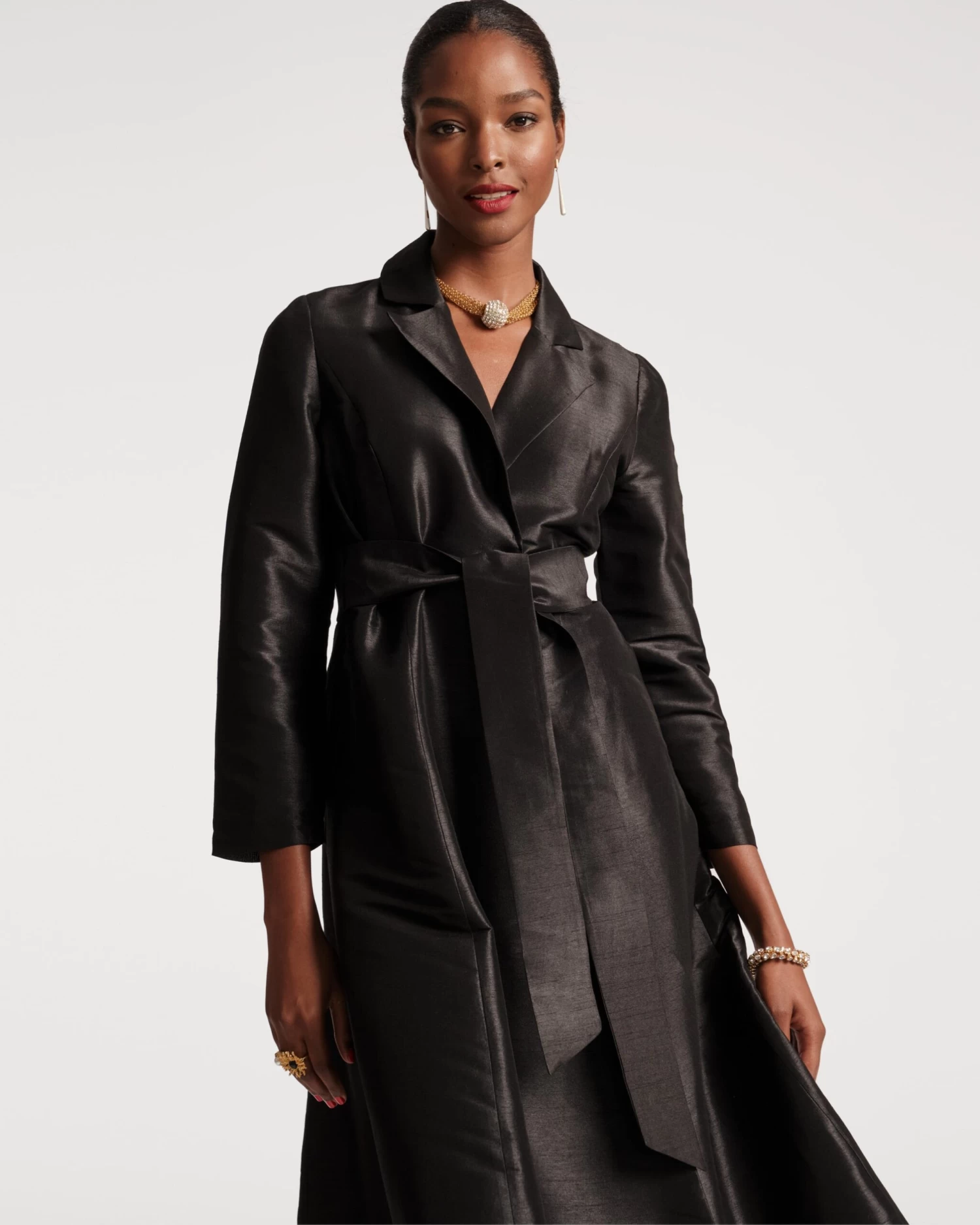 Lucille Wrap Dress Dupioni Black 4 Lucille Wrap Dress Dupioni Black - Image 2