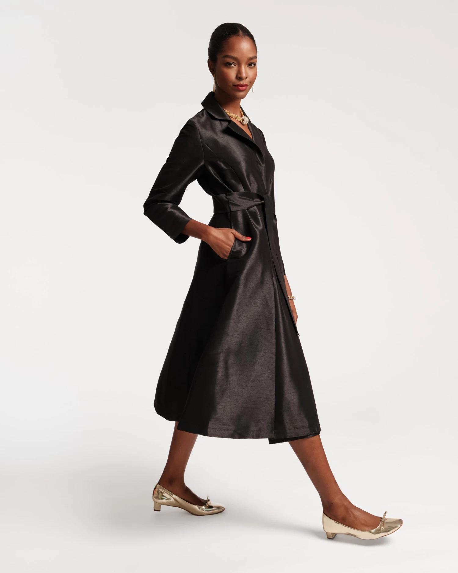 Lucille Wrap Dress Dupioni Black 5 Lucille Wrap Dress Dupioni Black - Image 3
