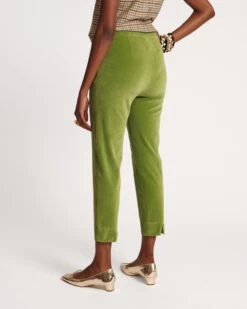 Lucy Pant Stretch Velvet Moss Green -Clothing Store LUCY GREEN 03