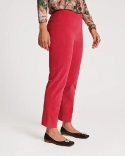 Lucy Pant Stretch Velvet Cranberry -Clothing Store LUCY PINK 02