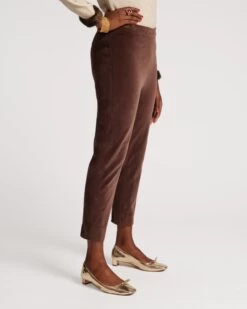Lucy Pant Stretch Velvet Chocolate -Clothing Store LUCY VELVET CHOC 02