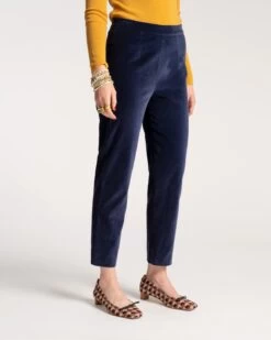 Lucy Pant Stretch Velvet Midnight -Clothing Store LUCY VELVET NAVY 02
