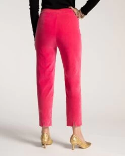 Lucy Pant Stretch Velvet Hot Pink -Clothing Store LUCY VELVET PINK 02
