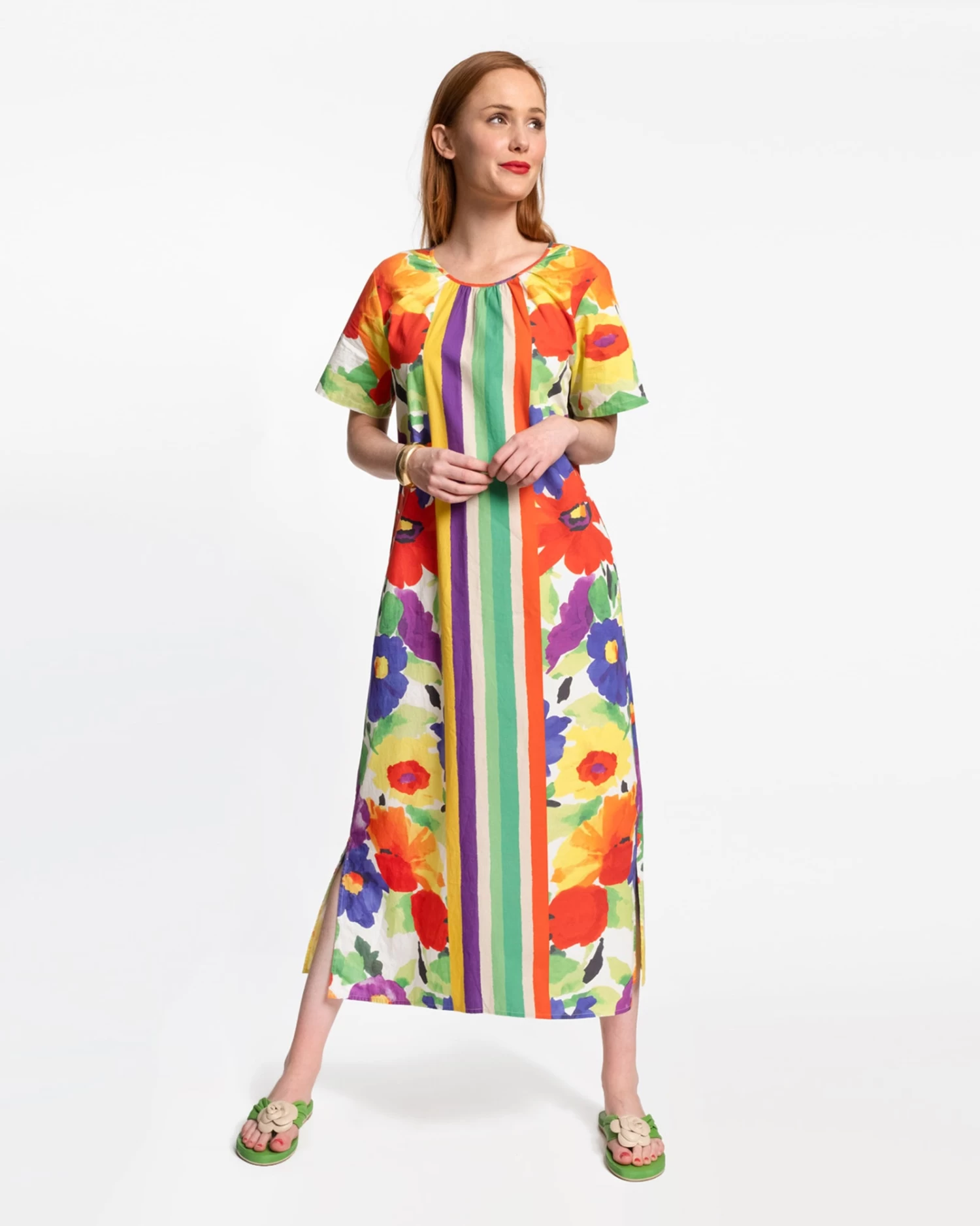 Mags Windowpane Maxi Floral Explosion Candy Stripe 3 Mags Windowpane Maxi Floral Explosion Candy Stripe