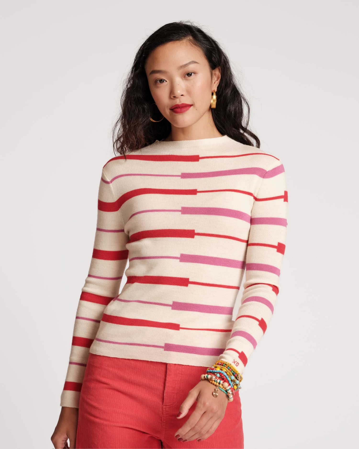 Marie Long Sleeve Sweater Merino Shadow Stripe 3 Marie Long Sleeve Sweater Merino Shadow Stripe