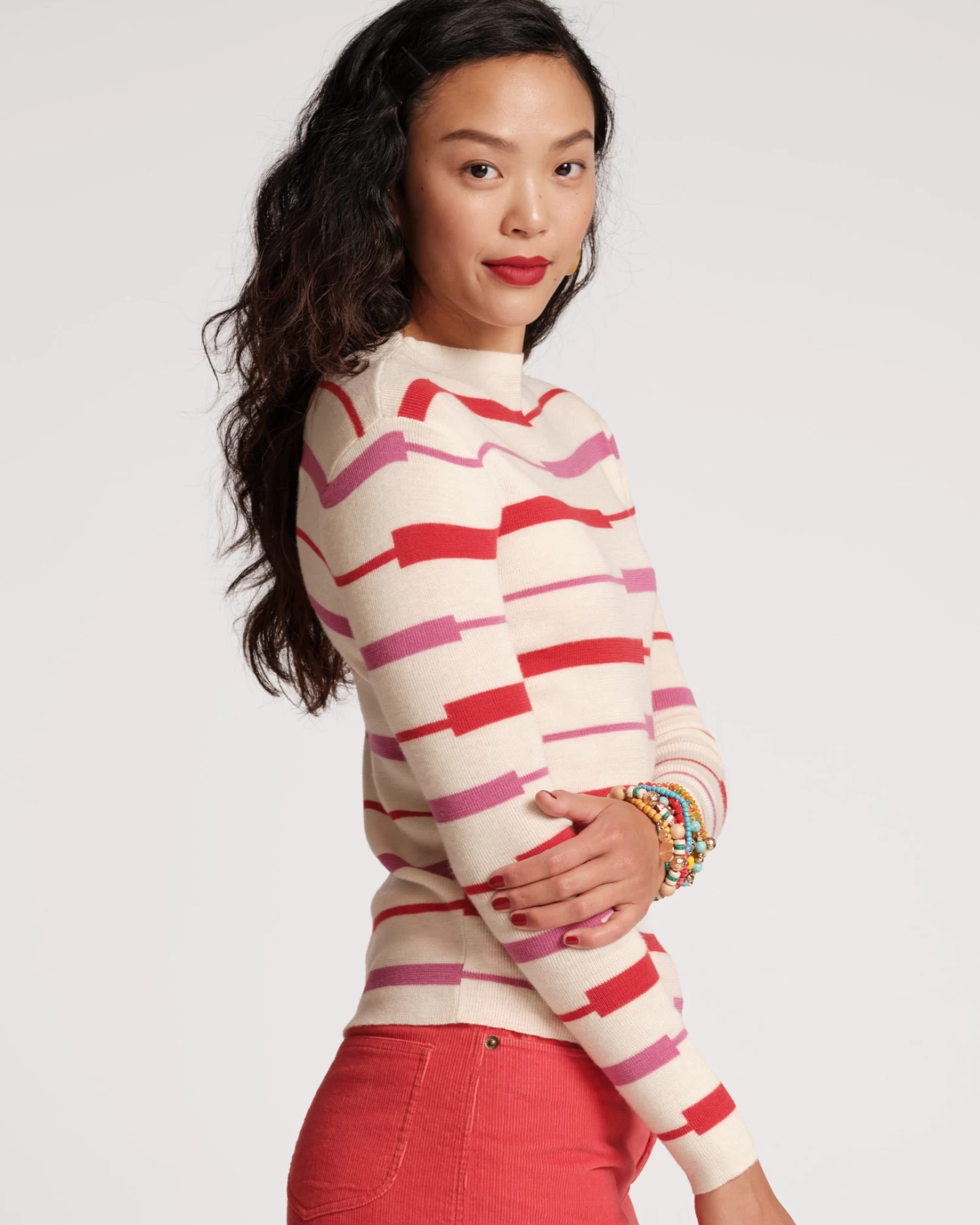 Marie Long Sleeve Sweater Merino Shadow Stripe 5 Marie Long Sleeve Sweater Merino Shadow Stripe - Image 3