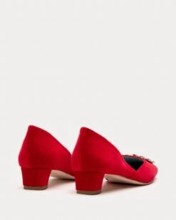 McCall Mini Block Heel Velvet Red -Clothing Store MCCALLV RED 03