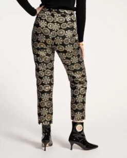 Lucy Pant Large Floral Metallic Jacquard -Clothing Store METALLIC JACQUARD PANT 02