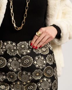 Lucy Pant Large Floral Metallic Jacquard -Clothing Store METALLIC JACQUARD PANT 04