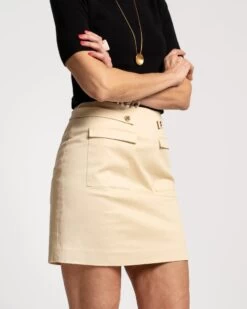 Penelope Mini Skirt Cotton Khaki 9 Penelope Mini Skirt Cotton Khaki -Clothing Store MINI SKIRT KHAKI 02