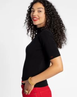 Marie Merino Mock Neck Black 7 Marie Merino Mock Neck Black -Clothing Store Marie black 02