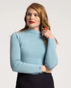 Clothing Store 9 Marie Long Sleeve Sweater Merino Light Blue