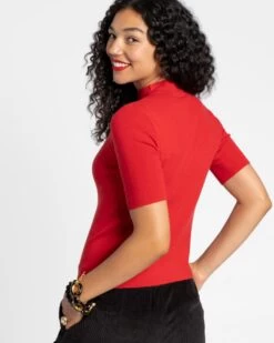 Marie Merino Mock Neck Red -Clothing Store Marie red 03