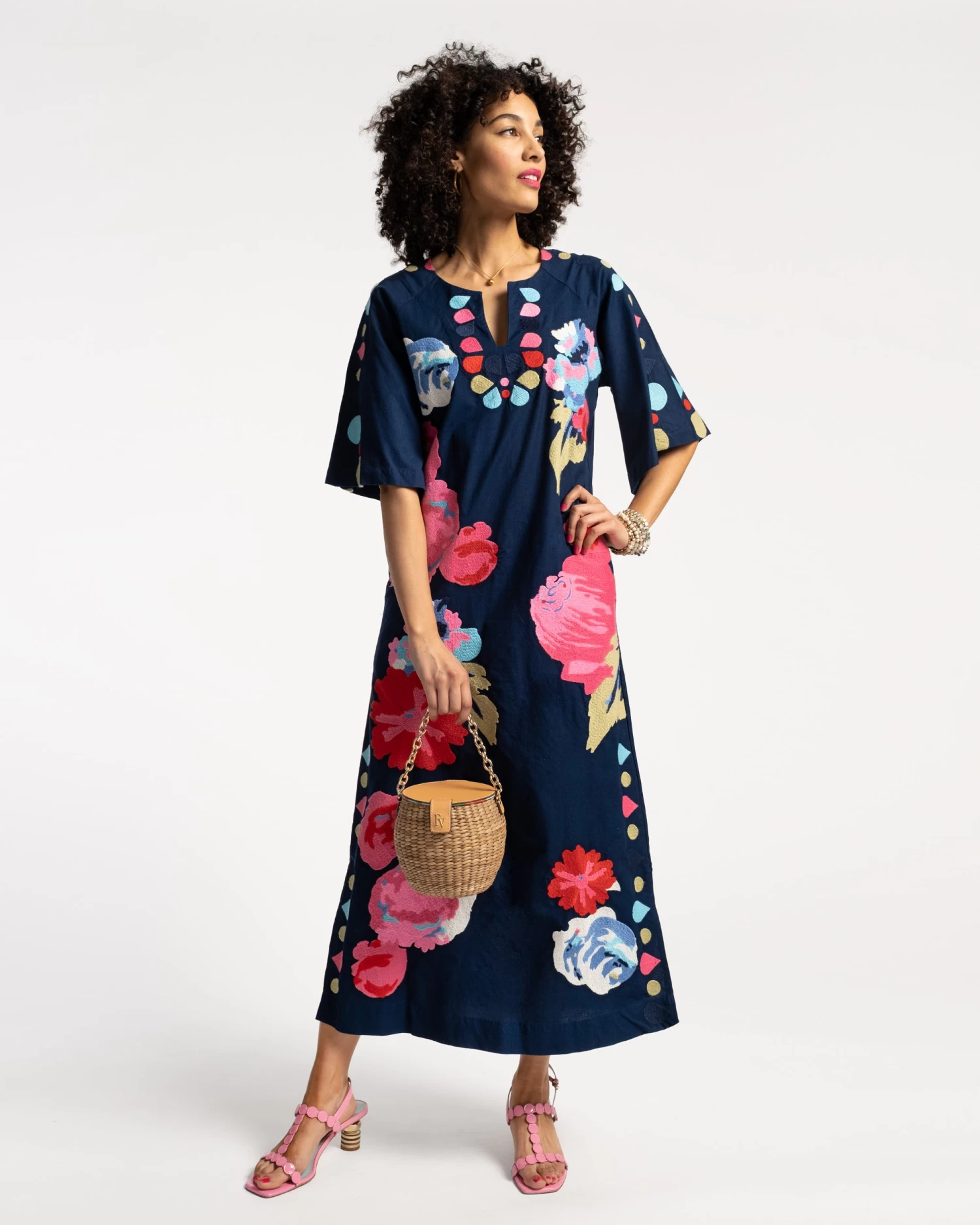 Delightful Caftan Peony Garden Navy Multi 3 Delightful Caftan Peony Garden Navy Multi