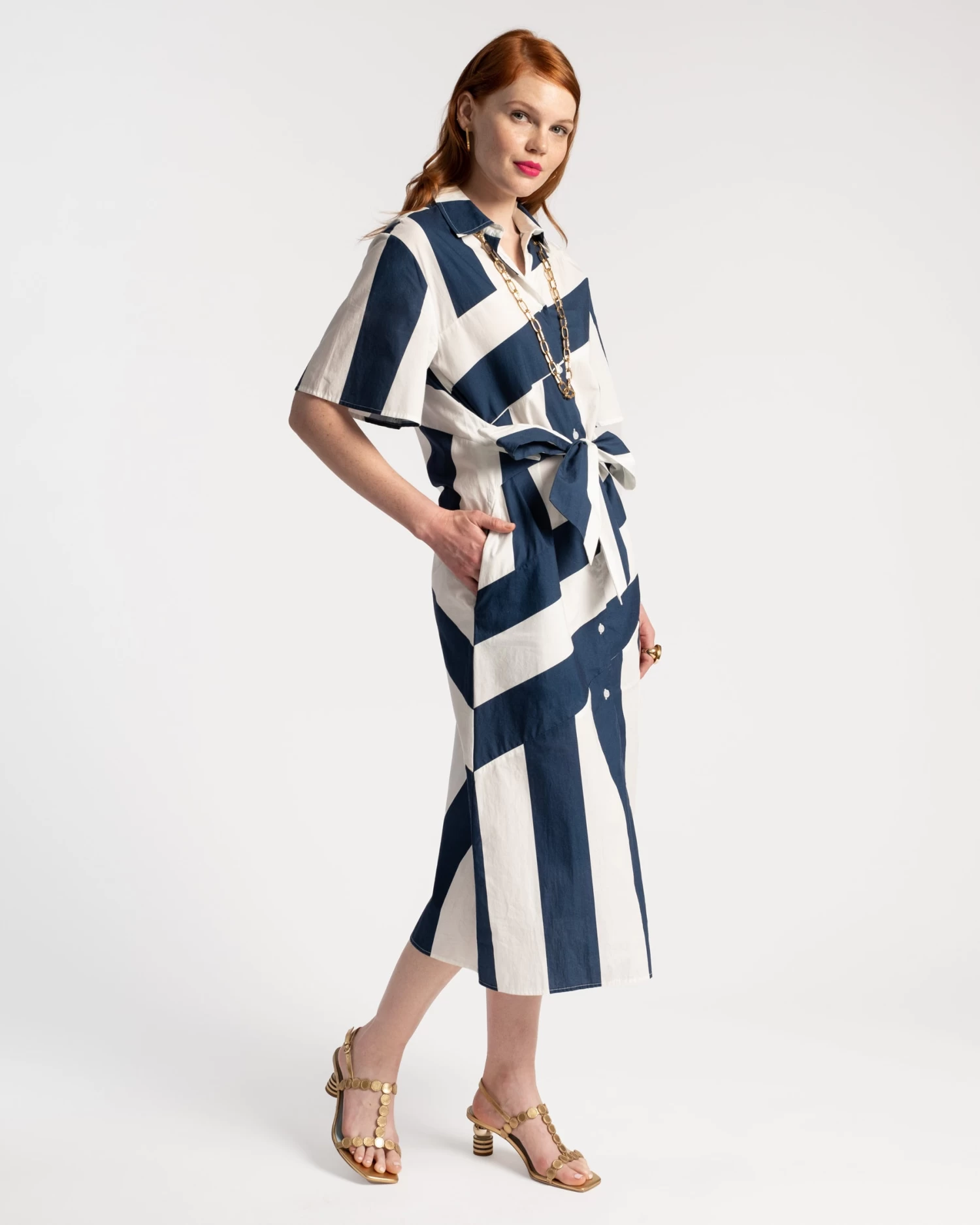 Amanda Shirtdress Stripe Navy White 7 Amanda Shirtdress Stripe Navy White - Image 5