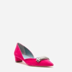 Paula Mini Block Heel Velvet Pink -Clothing Store NEWMCCALL pink 02