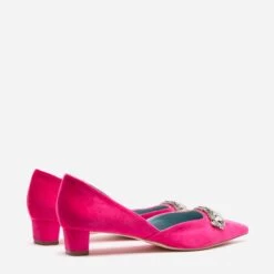 Paula Mini Block Heel Velvet Pink -Clothing Store NEWMCCALL pink 03