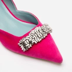 Paula Mini Block Heel Velvet Pink -Clothing Store NEWMCCALL pink 05