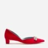 Paula Mini Block Heel Velvet Red 2 Paula Mini Block Heel Velvet Red -Clothing Store NEWMCCALL red 01