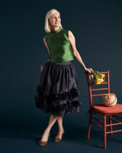 Barbara Skirt Flowers Shantung Navy -Clothing Store Occasions 230212 5 46bf6775 eeb7 4321 8b8f 7d5c0acaa7ab