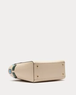 Henry Basketweave Tote Oyster Olive Blue -Clothing Store Oyster Henry 2