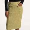 Pencil Skirt Cedar Boucle Wool Green -Clothing Store PENCILSKIRT OLIVE 02