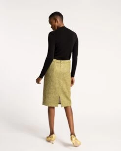 Pencil Skirt Cedar Boucle Wool Green -Clothing Store PENCILSKIRT OLIVE 03