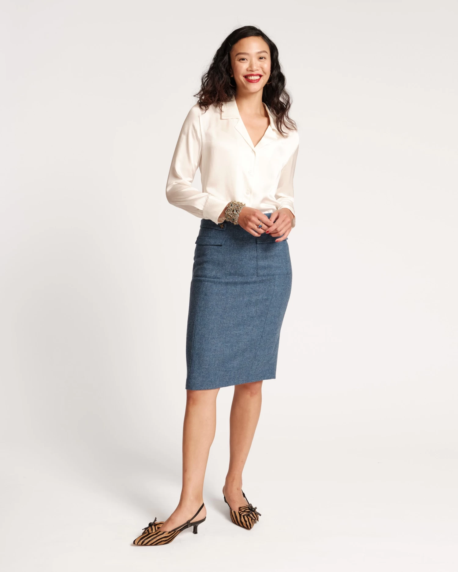 Wool Pencil Skirt Blue 4 Wool Pencil Skirt Blue - Image 2