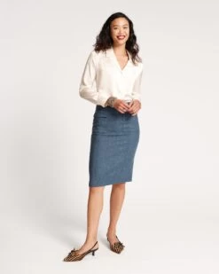 Katherine Silk Shirt Ivory -Clothing Store PENCIL SKIRT BLUE 01 c909dc54 08fd 4f13 818b 3f6ce40cc886