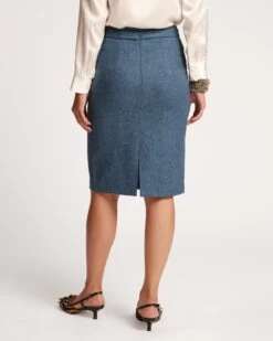 Wool Pencil Skirt Blue 11 Wool Pencil Skirt Blue -Clothing Store PENCIL SKIRT BLUE 05
