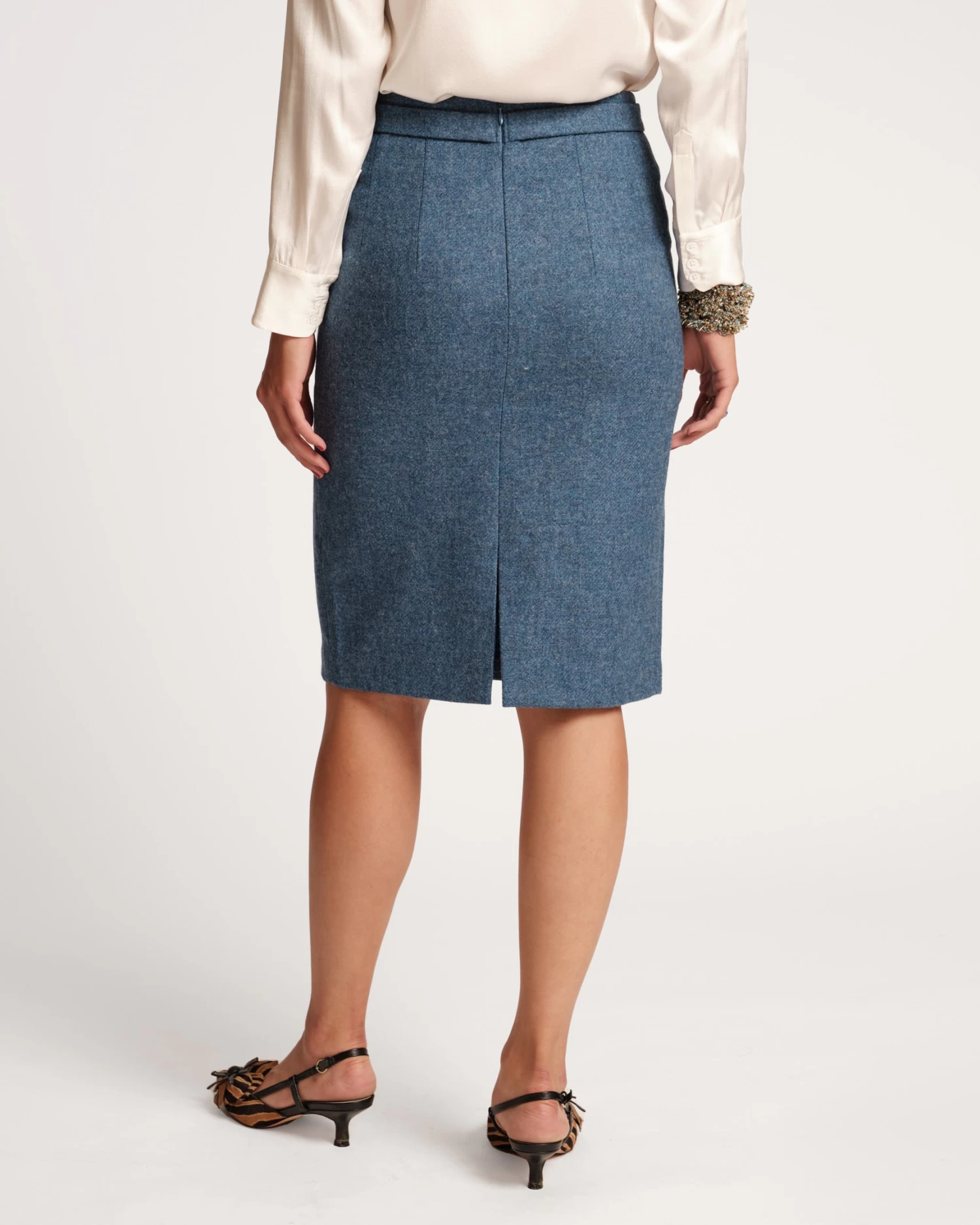 Wool Pencil Skirt Blue 7 Wool Pencil Skirt Blue - Image 5
