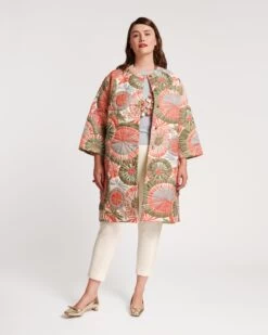 Park Quilted Coat Starburst Print -Clothing Store QUILTED COAT PLUS