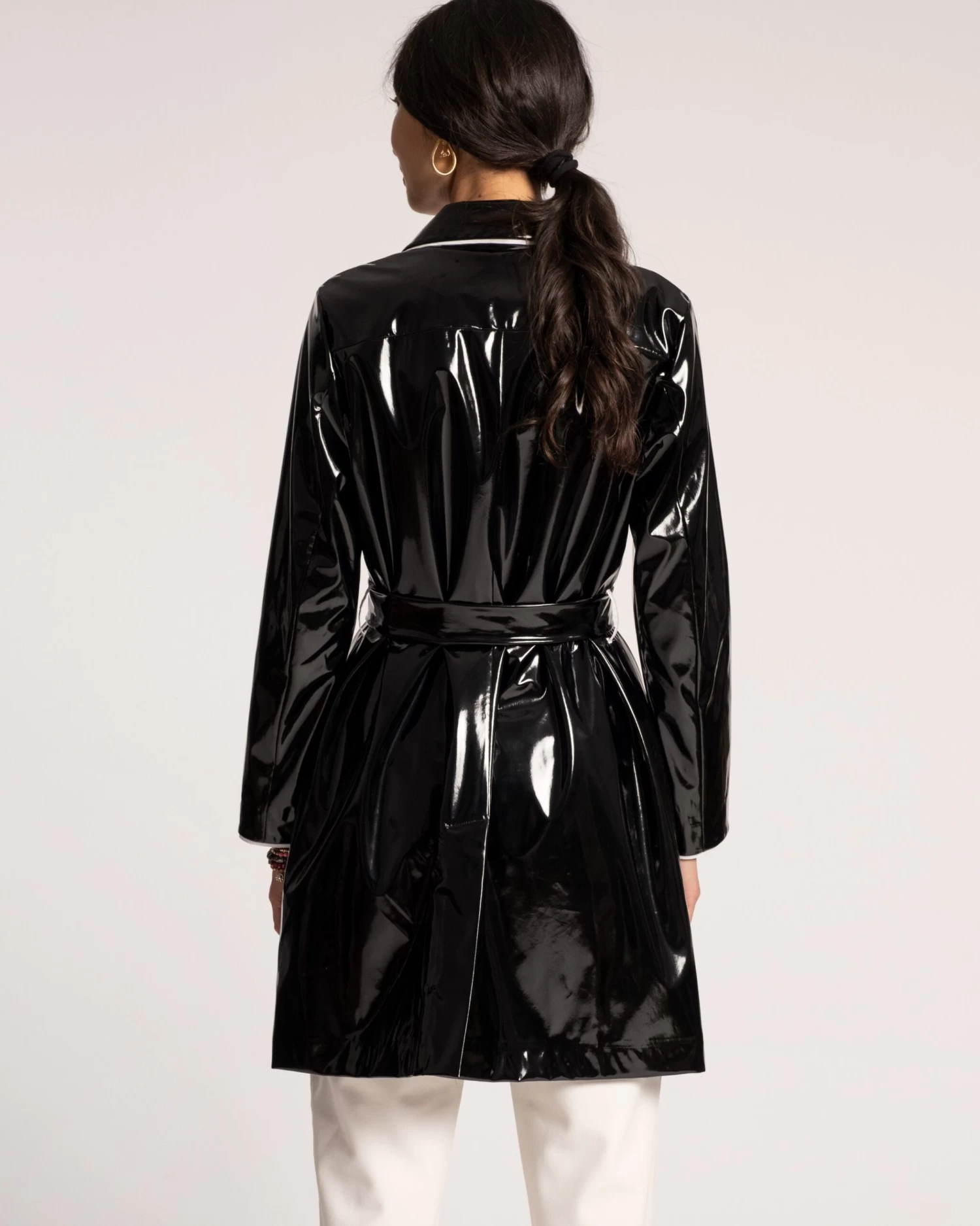 Morton Rain Coat Vegan Leather Black Oyster 4 Morton Rain Coat Vegan Leather Black Oyster - Image 2