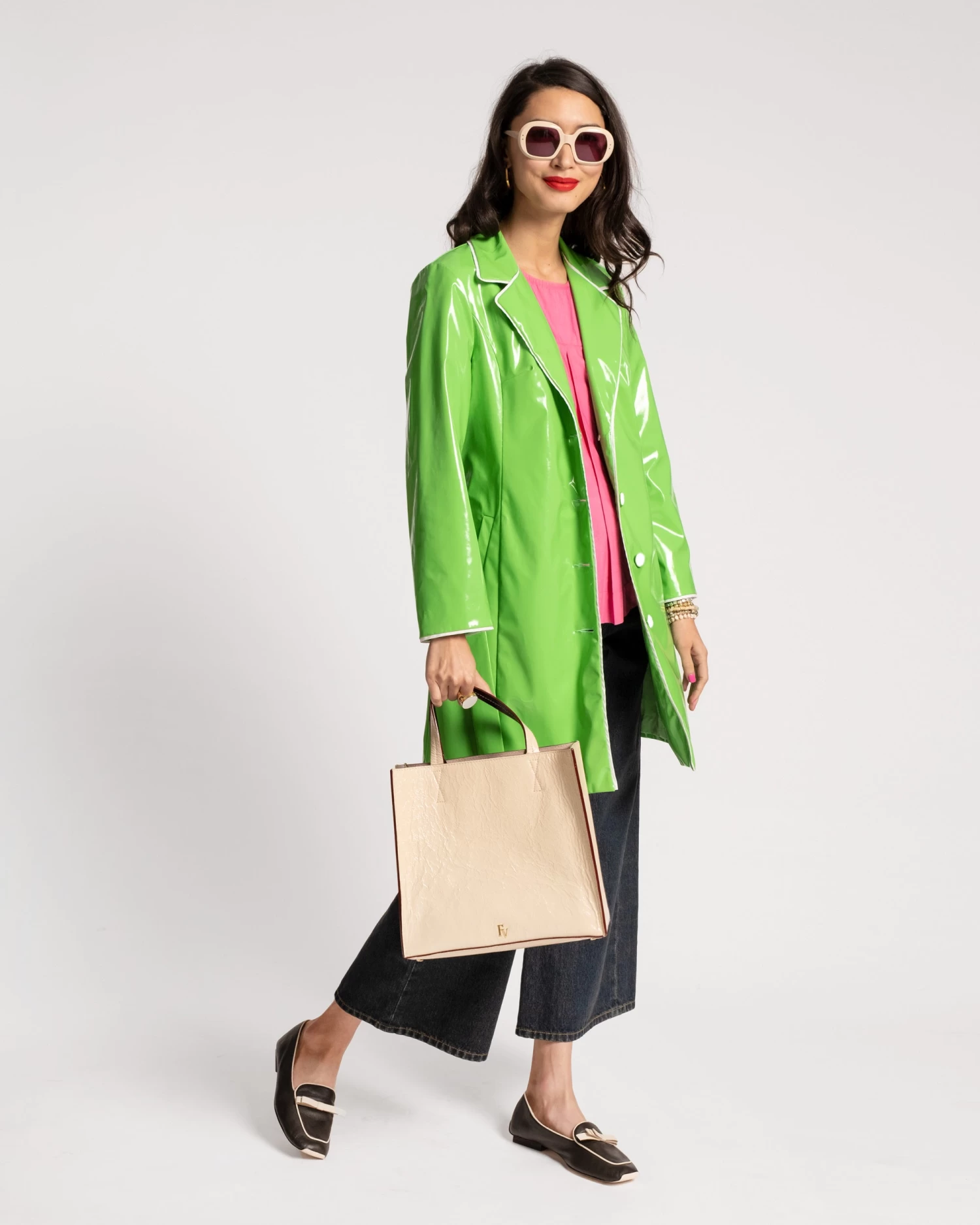Morton Rain Coat Vegan Leather Green Oyster 4 Morton Rain Coat Vegan Leather Green Oyster - Image 2