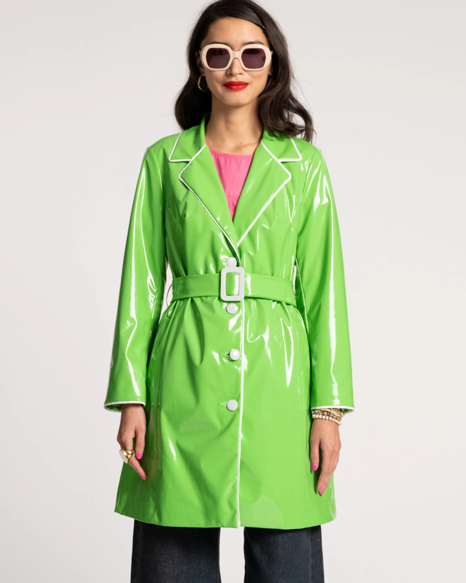 Morton Rain Coat Vegan Leather Green Oyster 3 Morton Rain Coat Vegan Leather Green Oyster