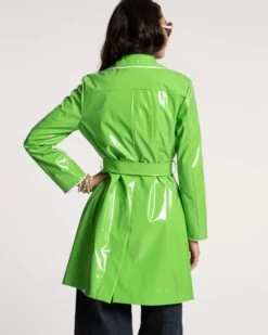 Morton Rain Coat Vegan Leather Green Oyster 7 Morton Rain Coat Vegan Leather Green Oyster -Clothing Store RAINCOAT GREEN 04