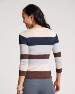Saylor Striped Top Knit Multi -Clothing Store REBEKAH STRIPE 03