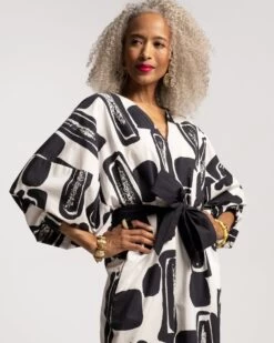 Rosa Caftan Flintstone Oyster Black -Clothing Store ROSA CAFTAN 02