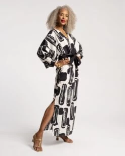 Rosa Caftan Flintstone Oyster Black -Clothing Store ROSA CAFTAN 03