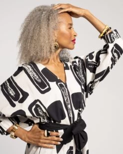 Rosa Caftan Flintstone Oyster Black -Clothing Store ROSA CAFTAN 04