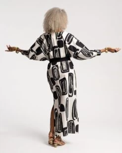 Rosa Caftan Flintstone Oyster Black -Clothing Store ROSA CAFTAN 05