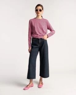 Long Sleeve Striped Shirt Pink Navy -Clothing Store Resort23 Market0021 3