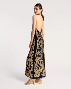 Goddess Dress Navy Gold -Clothing Store Resort23 Market0322