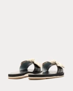 Sandy Cloud Slide Soft Nappa Black Oyster -Clothing Store SANDYSLGN BLACKWHITE 03